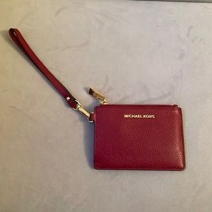 Michael Kors red mini leather wristlet